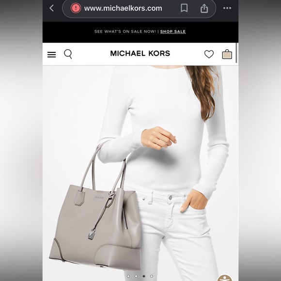 Michael Kors Mercer Gallery Studio Large Center Zip Tote Leather in Pearl Grey - Picture 5 of 15